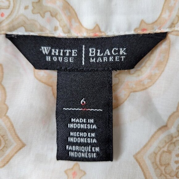 WHBM Blouse Women Size 6 Roll Tab Sleeves Pullover Shirttail Hem Lightweight - Picture 7 of 10